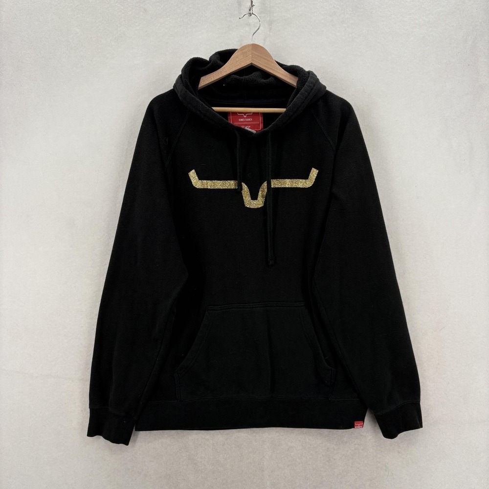 Kimes Ranch Hoodie Mens 2XL Black Fleece Pullover Glitter Longhorn Logo Western